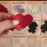 Petite Red Glitter Heart Nipple Covers – 2 Pair Sparkling Adhesive Heart Pasties