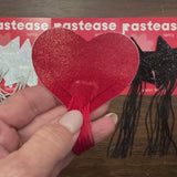 Red Holographic Heart Tassel Nipple Covers – Fringe Adhesive Festival Pasties
