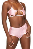 Top de bikini con estrellas rosas en color rosa chicle