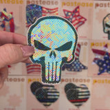 White & Black Glitter Skull Nipple Pasties – Waterproof Latex-Free Adhesive Festival Breast Covers