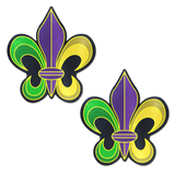 Fleur-de-Lis Mardi Gras Nipple Pasties – Purple, Yellow & Green Waterproof Festival Covers