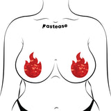 Flame Red Fire Shattered Disco Ball Glitter Nipple Pasties | Waterproof Adhesive Festival Cover