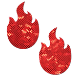 Flame Red Fire Shattered Disco Ball Glitter Nipple Pasties | Waterproof Adhesive Festival Cover