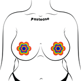Velvet Rainbow Pumping Daisy Nipple Pasties | Soft Velvet Festival Breast Covers