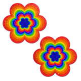 Velvet Rainbow Pumping Daisy Nipple Pasties | Soft Velvet Festival Breast Covers
