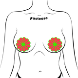 Glow in the Dark Neon Green & Neon Pink Daisy Petal Pasties | Waterproof Reusable Nipple Covers