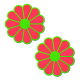 Glow in the Dark Neon Green & Neon Pink Daisy Petal Pasties | Waterproof Reusable Nipple Covers