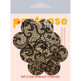 Nude Daisy Flower Nipple Covers with Black Lace – Adhesive Floral Festival Pasties