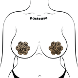 Nude Daisy Flower Nipple Covers with Black Lace – Adhesive Floral Festival Pasties