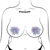 Fireworks Glitter Nipple Pasties – Patriotic Waterproof Reusable Adhesive Covers