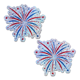 Fireworks Glitter Nipple Pasties – Patriotic Waterproof Reusable Adhesive Covers