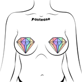 Pastel Rainbow Diamond Nipple Pasties | Glitter Velvet Peel & Stick Festival Covers