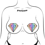Pastel Rainbow Diamond Nipple Pasties | Glitter Velvet Peel & Stick Festival Covers