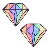 Pastel Rainbow Diamond Nipple Pasties | Glitter Velvet Peel & Stick Festival Covers