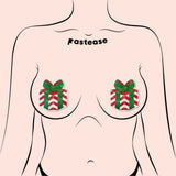 Christmas Gift Wrapped Bow Nipple Pasties – Waterproof Holiday Adhesive Covers