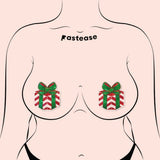 Christmas Gift Wrapped Bow Nipple Pasties – Waterproof Holiday Adhesive Covers