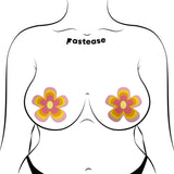 Groovy Pink Lemonade Flower Nipple Covers – Retro Adhesive Floral Festival Pasties