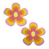 Groovy Pink Lemonade Flower Nipple Covers – Retro Adhesive Floral Festival Pasties
