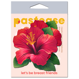 Tropical Red Hawaiian Hibiscus Flower Nipple Covers – Botanical Adhesive Floral Pasties