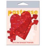 Cupid's Arrow Red Heart Sparkly Disco Breast Pasties – Waterproof Glitter Adhesive Nipple Covers