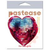 Sparkling Blue & Pink Discoball Heart Breast Pasties | Glitter Heart Nipple Covers