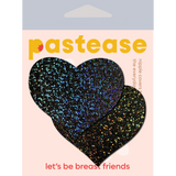 Black Glitter Heart Nipple Covers – Sparkling Adhesive Festival Heart Pasties