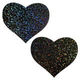Black Glitter Heart Nipple Covers – Sparkling Adhesive Festival Heart Pasties