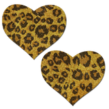Gold Glitter Cheetah Heart Nipple Covers – Adhesive Animal Print Festival Pasties