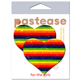Double Rainbow Glitter Heart Nipple Covers – Adhesive Pride Festival Heart Pasties