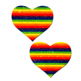 Double Rainbow Glitter Heart Nipple Covers – Adhesive Pride Festival Heart Pasties