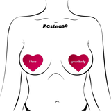 Pink "I Love Your Body" Heart Pasties – Waterproof Heart Nipple Covers for Festivals & Lingerie