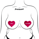 Pink "I Love Your Body" Heart Pasties – Waterproof Heart Nipple Covers for Festivals & Lingerie