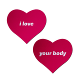 Pink "I Love Your Body" Heart Pasties – Waterproof Heart Nipple Covers for Festivals & Lingerie