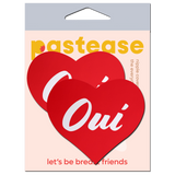 Red Oui Oui Heart Nipple Pasties – Waterproof Heart-Shaped Adhesive Nipple Covers for Festivals & Lingerie