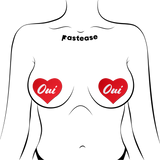 Red Oui Oui Heart Nipple Pasties – Waterproof Heart-Shaped Adhesive Nipple Covers for Festivals & Lingerie