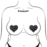Black Heart White Polka Dot Nipple Covers – Adhesive Retro Heart Pasties