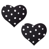 Black Heart White Polka Dot Nipple Covers – Adhesive Retro Heart Pasties
