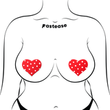 Red Heart White Polka Dot Nipple Covers – Adhesive Retro Heart Pasties