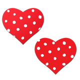 Red Heart White Polka Dot Nipple Covers – Adhesive Retro Heart Pasties