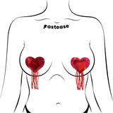 Red Holographic Heart Tassel Nipple Covers – Fringe Adhesive Festival Pasties