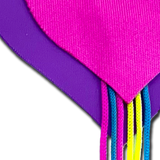 Neon Pink & Purple Heart Tassel Fringe Nipple Covers with Rainbow Tassels | Waterproof Reusable Pasties