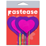 Neon Pink & Purple Heart Tassel Fringe Nipple Covers with Rainbow Tassels | Waterproof Reusable Pasties