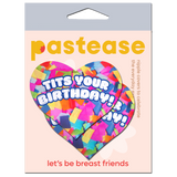 Birthday Heart Breast Pasties with Confetti – Festive Adhesive Party Covers