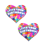 Birthday Heart Breast Pasties with Confetti – Festive Adhesive Party Covers