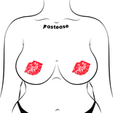 Red Chef's Kiss Lips Nipple Pasties | Waterproof Hypoallergenic Festival Covers