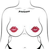 Sparkly Red Kissing Lips Nipple Covers | Glitter Waterproof Adhesive Pasties