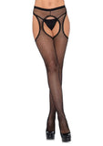 Women's Fishnet Suspender Hose – Scalloped Trim Crotchless Hosiery