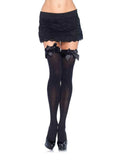 Opaque Thigh High Stockings with Satin Bow | Women's Fashion Hosiery