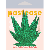 Glitter Green Pot Leaf Nipple Pasties – Waterproof Adhesive Festival Nipple Covers