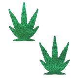 Glitter Green Pot Leaf Nipple Pasties – Waterproof Adhesive Festival Nipple Covers